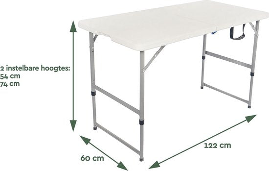 BRASQ - Klapptisch - Campingtisch - Wetterfest - 120x60x74cm - Weiß
