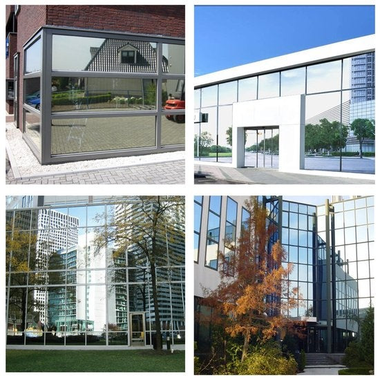 Homewell Sonnenschutz HR Fensterfolie 120x300cm - Statisch isolierende Folie mit Spiegeleffekt - Schwarz (inkl. Rakel)