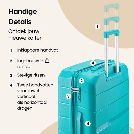 SKYCASES Urban Adventurer - Großer Reisekoffer - Zahlenschloss - 49x30x75cm - 110L - Reisekoffer mit Kofferschloss - Spinner-Räder - Grün