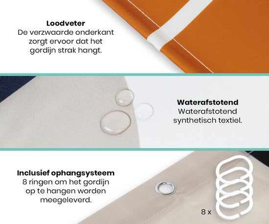 Loti Living Duschvorhang Anti-Schimmel - Strukturierte Kunst - Ringe enthalten - Wasserdicht - Polyester - Duschvorhang 120x200 cm