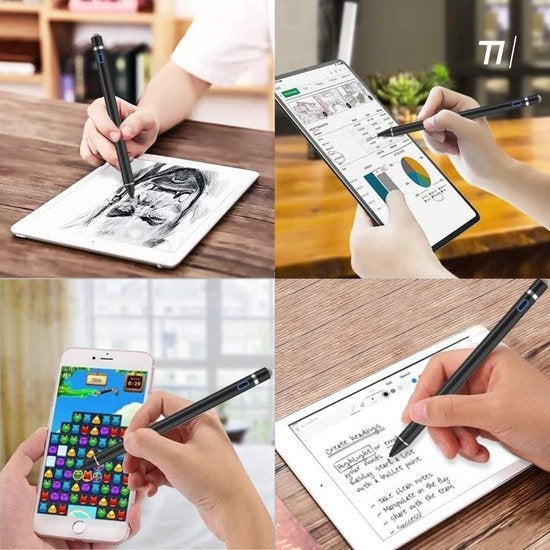 Tikkens 2 in 1 Active Stylus Pen - Für Tablet, Ipad, Android und Apple Phones - Schwarz