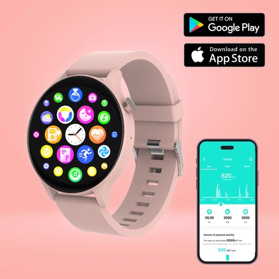 Denver Smartwatch - Android iOS - Volle Klingelfunktion - Sportuhr - Herzfrequenzmonitor - Sättigungsmonitor - Schlafmonitor - SWC338RO