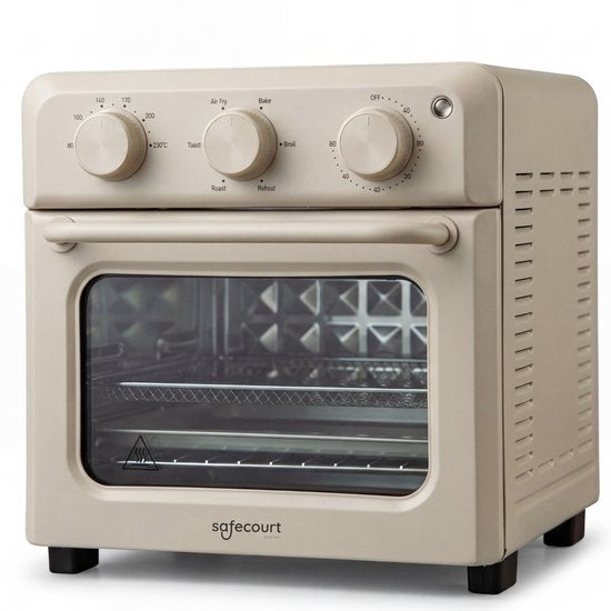Safecourt 6-in-1 Airfyer Ofen - 100% PFAS-frei - 6 Programme - 80 bis 230 Grad - Airfryer, Backen, Braten, Toasten, Grillen & Aufwärmen - Beige