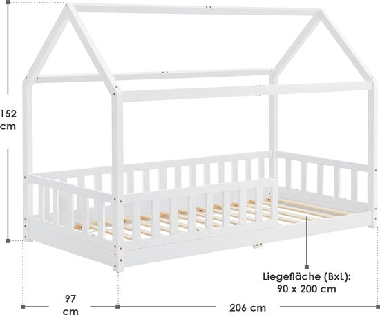 Kinderbett Marli - 90 x 200 cm - Weiß