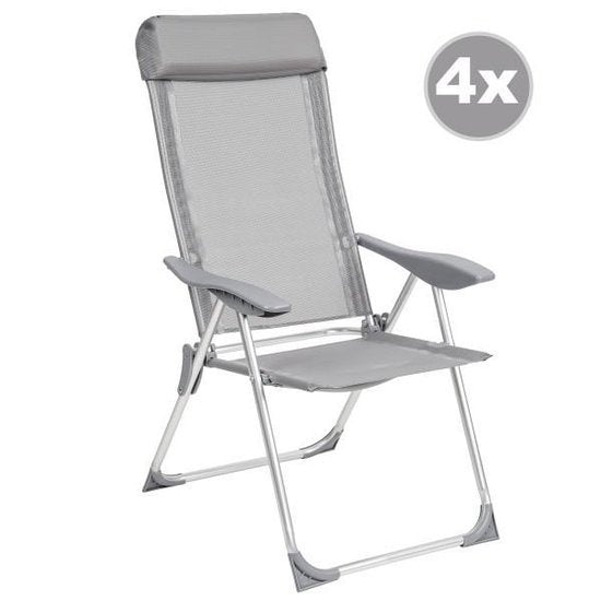 tectake - Campingstühle - Campingstuhl - Gartenstuhl Terrassenstuhl - klappbar - 4er Set - grau - 402181