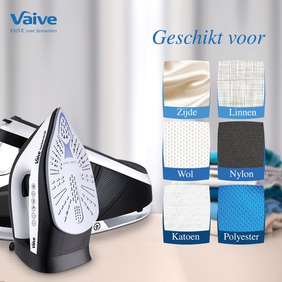 VAIVE - Dampf Bügeleisen - mit Dampfgenerator - 3100W - 1,5 L Wassertank - Schwarz/Weiß