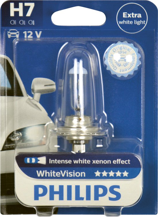 Philips Autolampe White Vision H7 12 Volt 55 Watt, pro Stück