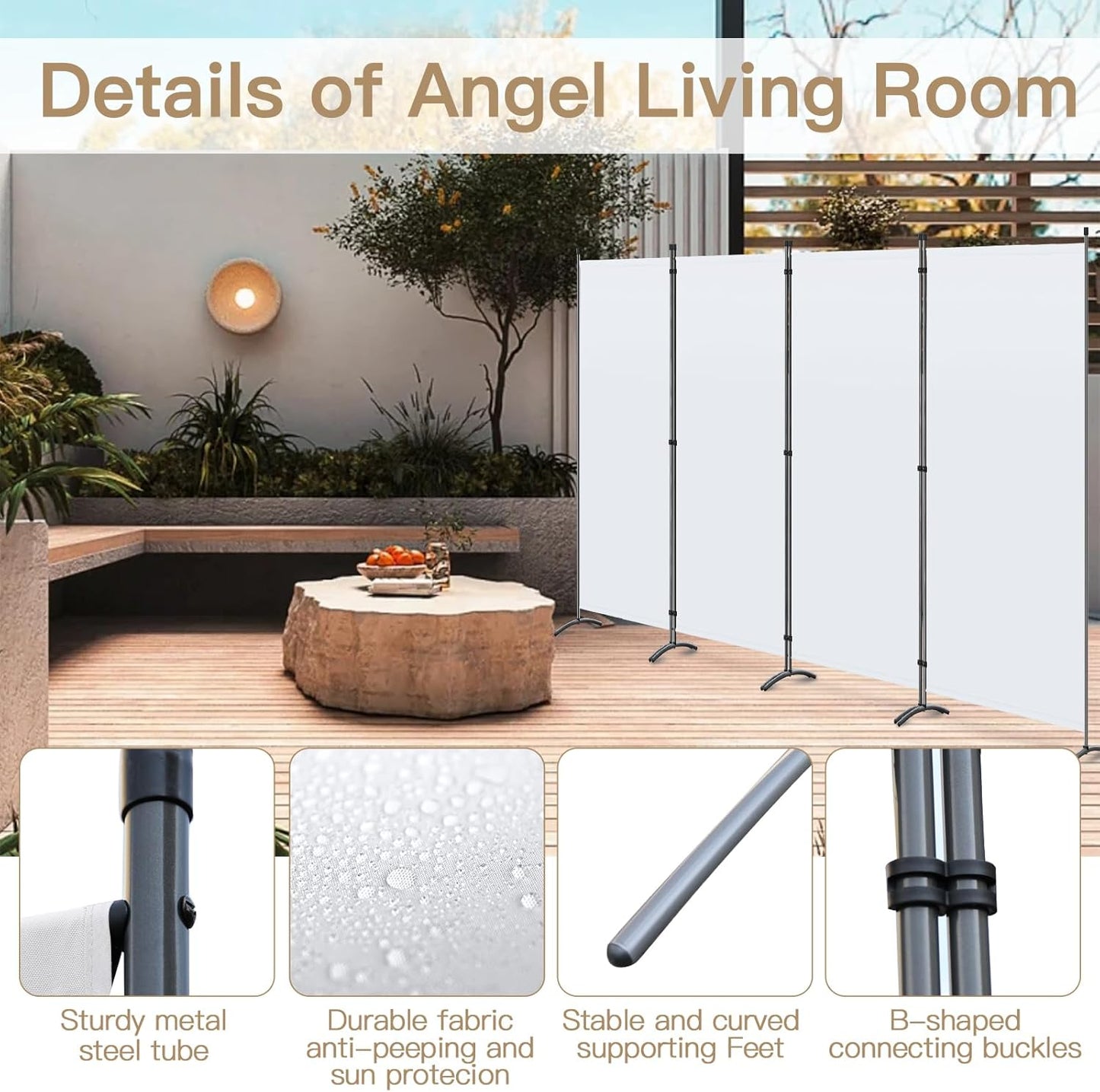 Angel Living Faltwand - 4 Paneele - 324 x 170 cm - Weiß