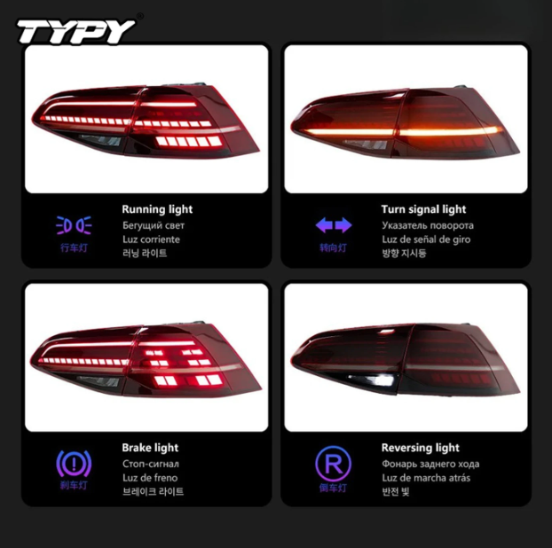 TYPY LED-Rückleuchten-Set VW Golf MK7 – Rauchfarben – 2013–2019