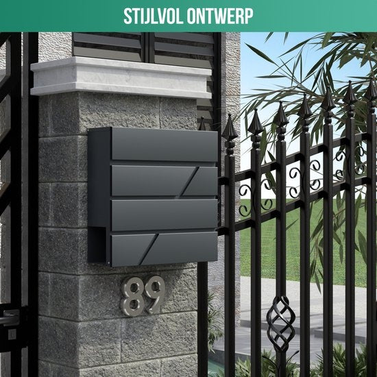 Avalo Briefkasten - Edelstahl - Mit Zeitungsfach & Schloss - Inkl. Montagematerial & 2 Schlüssel - Anthrazit