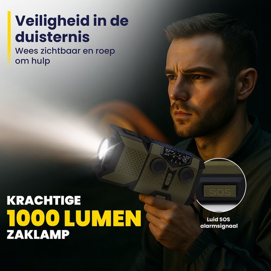 ODESSEY Notfall-Radio Solar Aufrollbar - 2000 mAh Powerbank - Taschenlampe - Tragbares Radio - Notfall-Kit