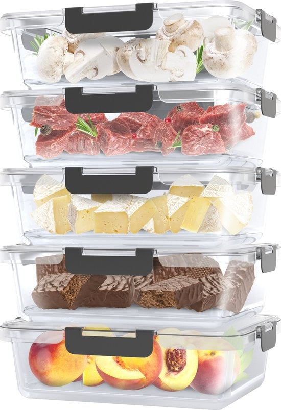 Avalo Einmachschalen Glas - Mahlzeit Vorbereitung Trays - Gefrierschrank Trays - mit Deckel - 5 Stück 1060ml