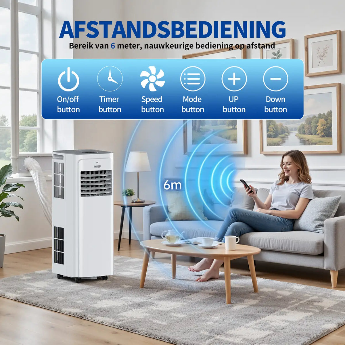 ELECCI mobile Klimaanlage 9000 BTU mit Fernbedienung und Zeitschaltuhr