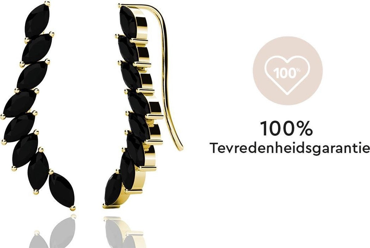 Yolora Damen Ohrringe - Kalpa Camaka Kristalle - Gold - Schwarzer Kristall - 18K Gelbgold vergoldet - Damen Ohrringe Gold - Schmuck - Luxuriöse Geschenkbox - Geschenkbox - Exklusive Geschenkbox - Schöne Geschenkverpackung