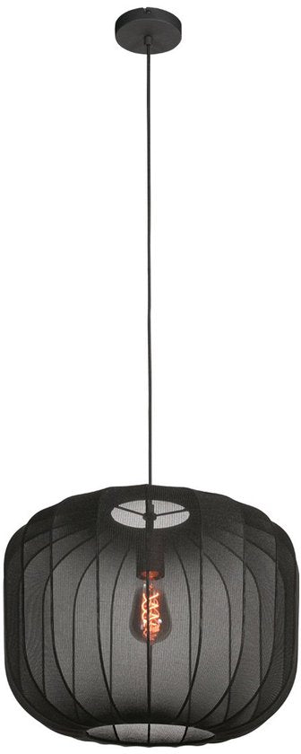 Anne Lighting – Hängeleuchte – Sable – schwarz – Leinen und Metall – Ø 45 cm – E27 – 4191ZW