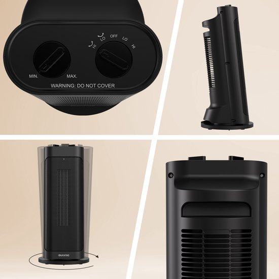Auronic Fan Heater Pro - Keramik-Heizung - 2000W Heizung - Schwarz