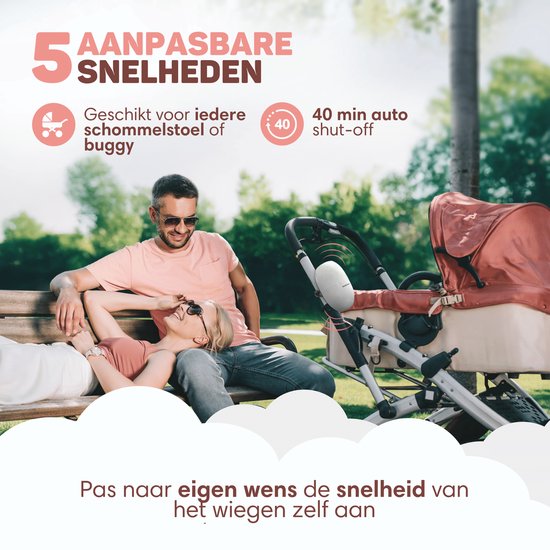 Vulpes Goods® BabyCare - Babywippe für Kinderwagen - Babyschaukel - Babywippe - Automatisches Wippen - Inkl. Reisetasche - PRO Version