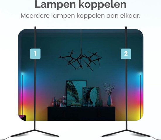 Gologi - Smart Stehleuchte - LED - Dimmbar - mit App - RGBW - Schwarz