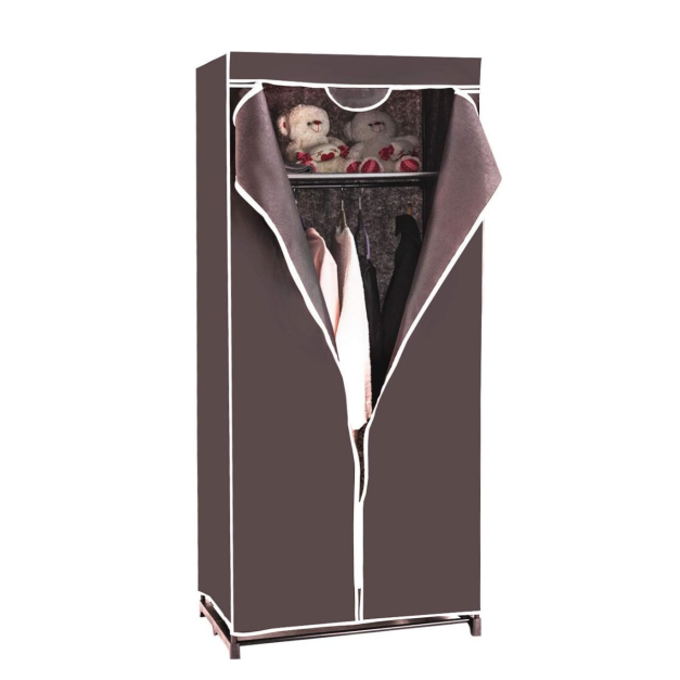 Kleiderschrank Stoffschrank Klappbarer Textilschrank Campingschrank Stoffschrank Klappbarer Kleiderschrank mit Kleiderstange 172 x 74 x 50cm (Braun)