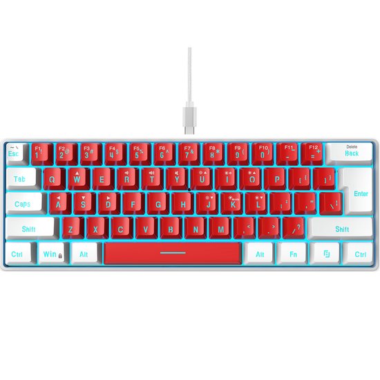HXSJ V700 RGB Membrane kabelgebundene Gaming-Tastatur - 61 Tasten - Qwerty - Rot Weiß