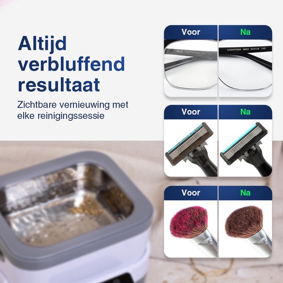 Samako Ultraschallreiniger PowerWave - Reinigungsgerät - Ultraschallbad - Gläser - Schmuck - Uhren - Make-up Pinsel - 1200 ml