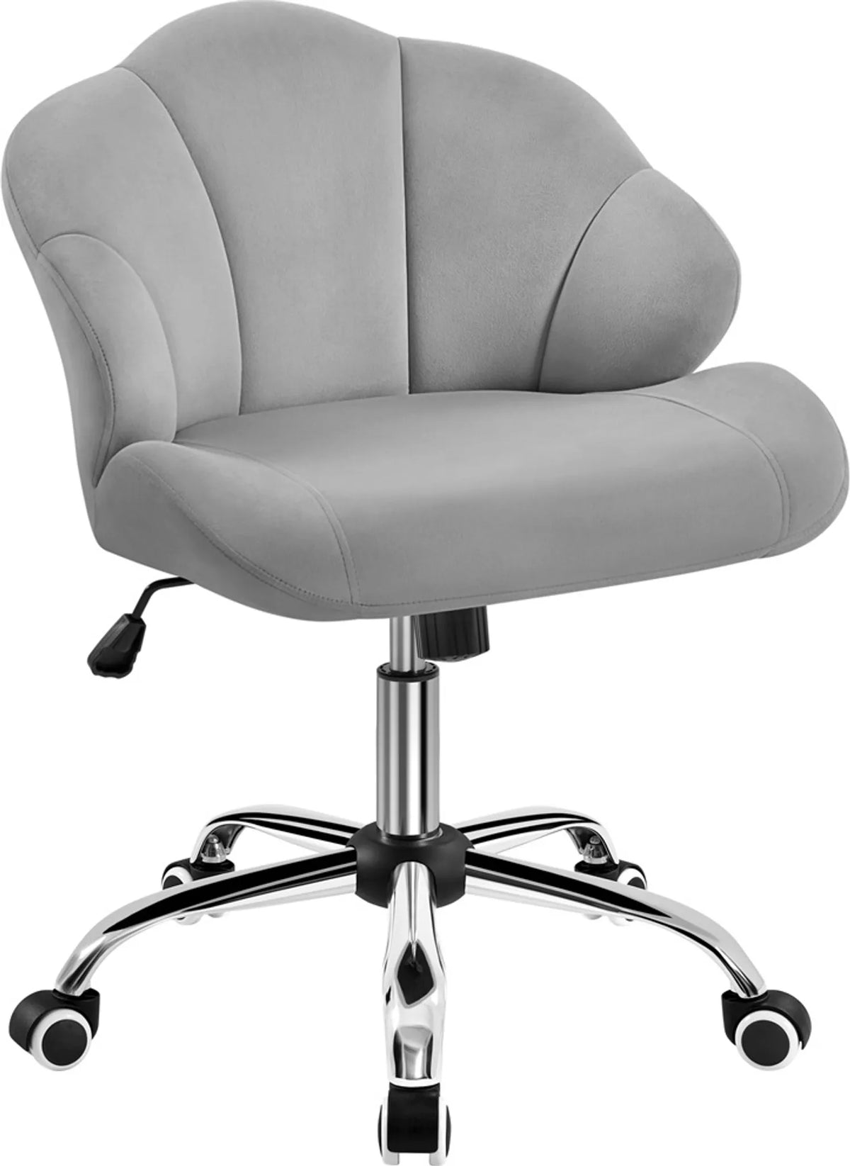 Yaheetech Bürostuhl Shell-Shaped - Features Swing-Funktion und höhenverstellbare Gaslift und gepolsterte Rückenlehne - für Home-Office und Schlafzimmer - Weiß Polyester und Metall - 60 x 60 x 76,5-86 cm