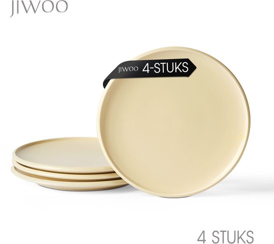 4er-Set Essteller (Ø 21,8 cm / 8,5 Zoll), Tellerset, Frühstücksteller, Dessertteller, Geschirrset für 4 Personen, Geeignet für Restaurants, Gastronomie, Feiern, Familienfeste, Bankette und Picknicks, mikrowellen- und spülmaschinenfest, Keramik