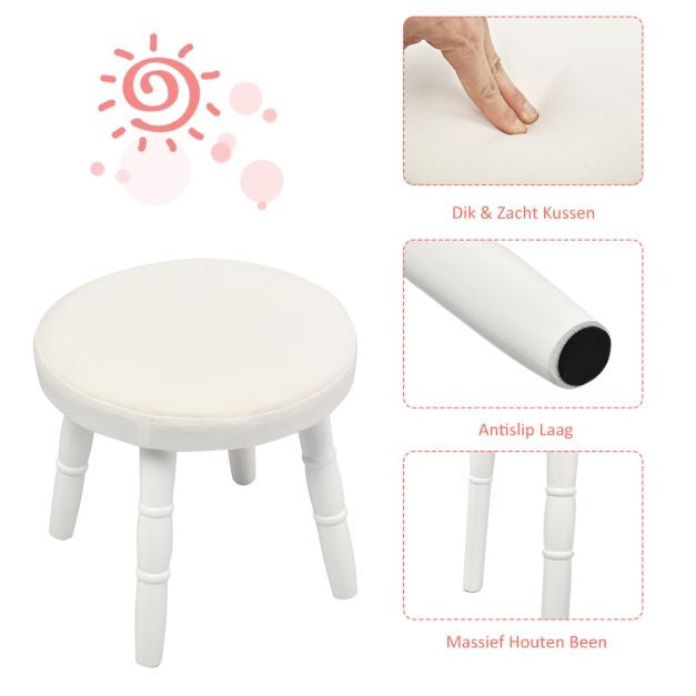 Coast Schminktisch für Kinder - Mit Schublade - Inkl. Hocker - Weiß