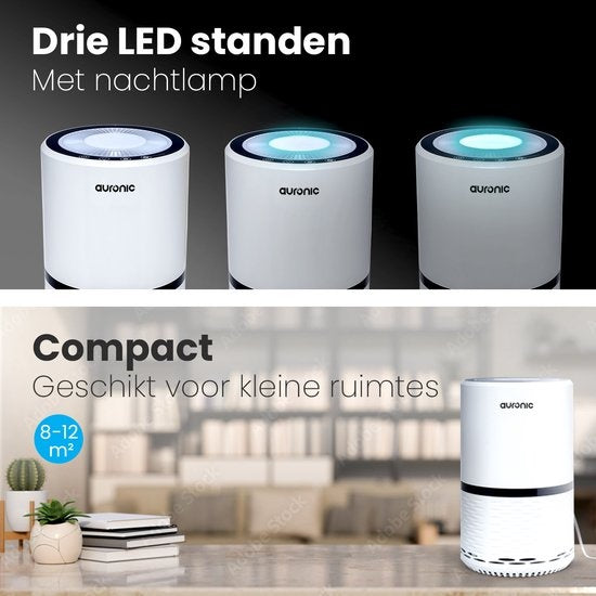 Auronic Luftreiniger - Luftreiniger mit HEPA-Filter - Entfernt 99,97% - 25W - 3 Stufen - Weiß