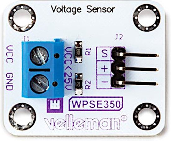 Whadda Spannungssensor, analog, 0–25 VDC, Arduino, weiß