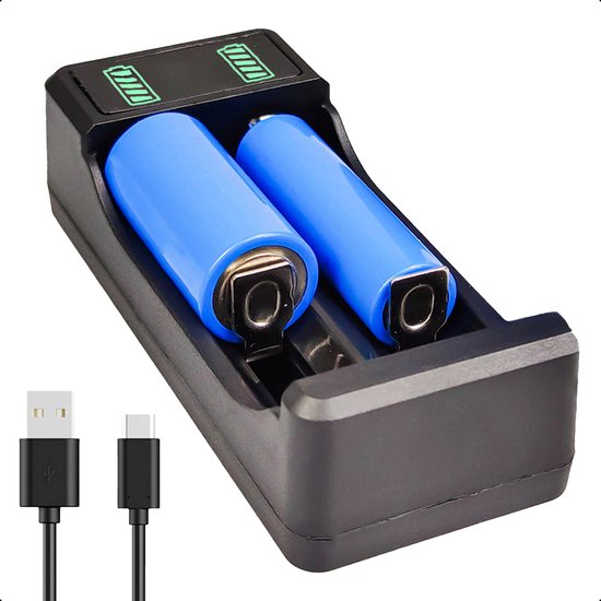 Tech Essentials 2 Slots 18650 Akku-Ladegerät - USB-C - Li-ion 3.7V - Lithium