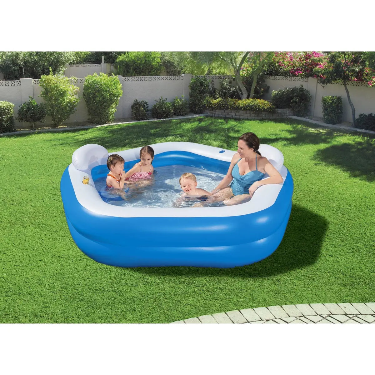 Bestway Aufblasbares Familienschwimmbecken „Backyard Oasis“ – 213 x 206 x 69 cm
