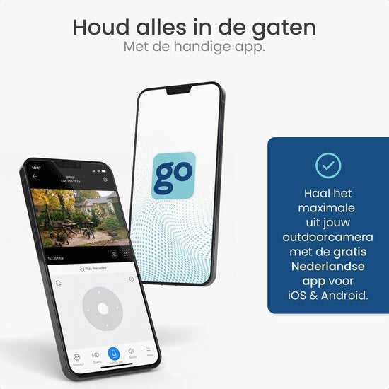 Gologi Außenkamera - Außenkamera mit Nachtsicht - Sicherheitskamera - IP-Kamera - Sicherheitskamera - 4x Digitalzoom - 3MP - Mit Wifi und App