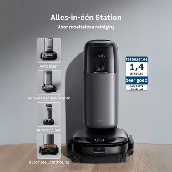 eufy S1 Pro Roboterstaubsauger mit All-in-One-Station und Wischfunktion – Selbstreinigend mit ALWAYS CLEAN MOP™ & Eco Clean Ozon™ – 8.000 Pa Saugkraft – Automatischer Wischlifter – Intelligente Hinderniserkennung