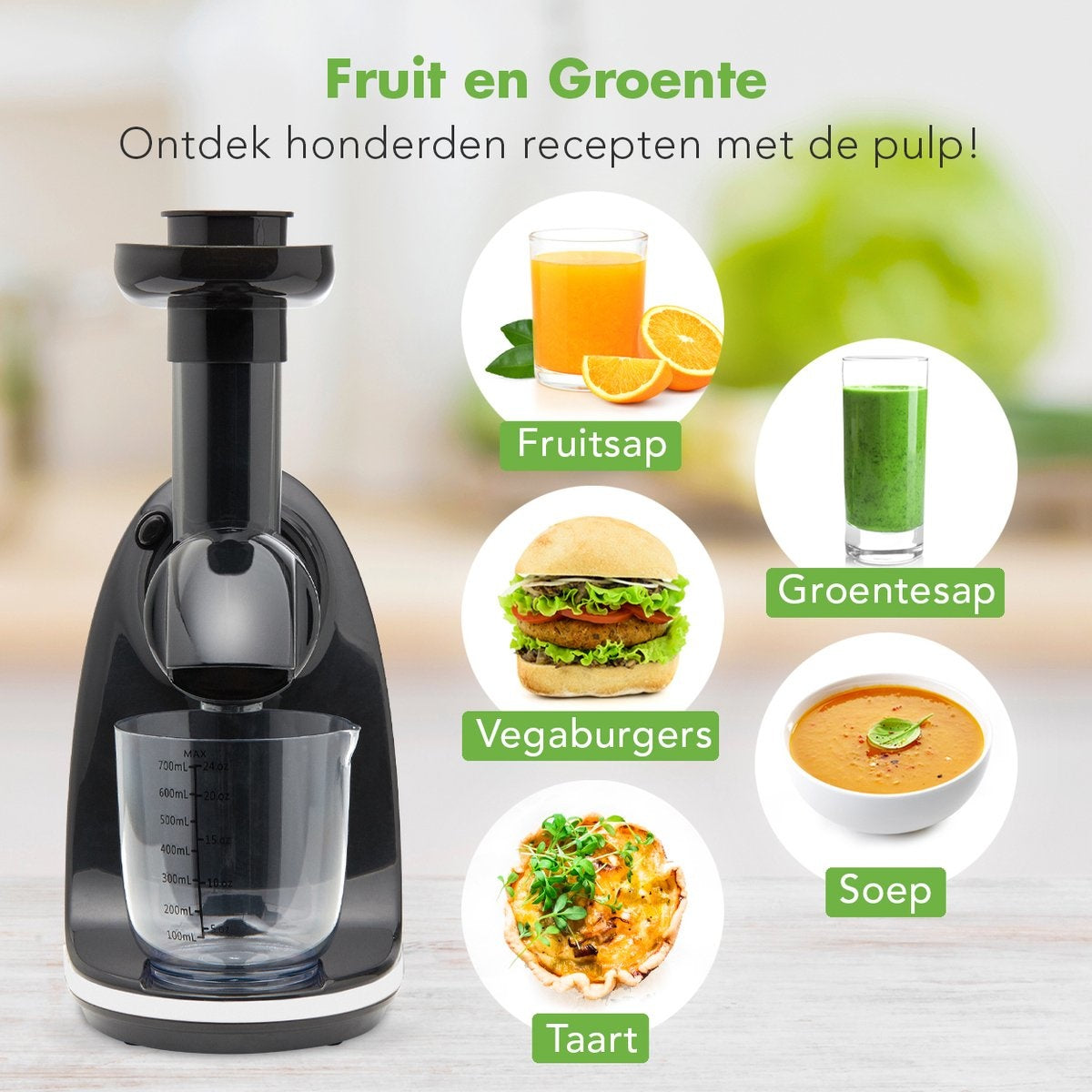 KitchenBrothers Slowjuicer - Entsafter - 700ml - Weiß