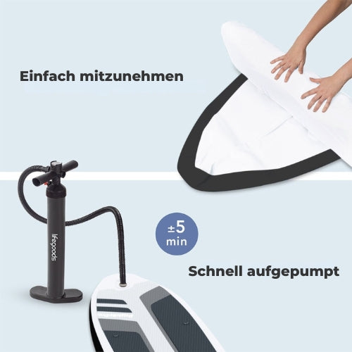 LifeGoods SUP Board - Deluxe Set - mit Sitz - Aufblasbares Paddle Board - Max. 135KG - 320x81cm - Weiß