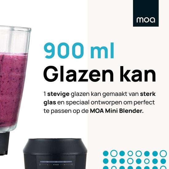 MOA Extra Glaskrug für Blender - Starker Mixbehälter - Geeignet für den Mini Blender MB10 - 900ml - MBJ10