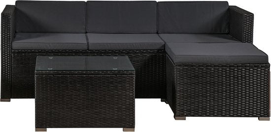 Polyrotan Lounge-Set Punta Cana L - Schwarz