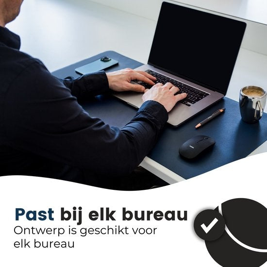 WURK Professionelle Schreibtischunterlage aus Kunstleder - Schreibtisch-Organizer - Schreibtischzubehör - Mauspad XXL- Inklusive Kabelclip - 80x40 - Blau