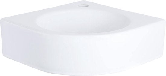 Differnz Cleo Fountain Set - Spülbecken Keramik - Weiß - Gebogener Wasserhahn - Mattschwarz - Standardgriff - 30 x 30 x 10 cm