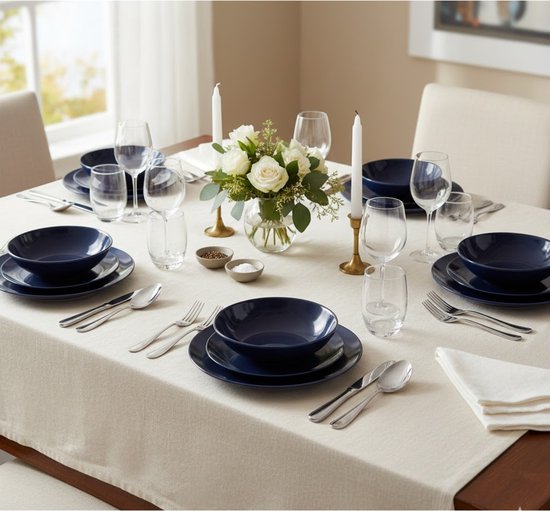 Secret de Gourmet Geschirrset Colorama uni – 18-teilig – blau – Essgeschirr – Tischgeschirr – 6 Personen