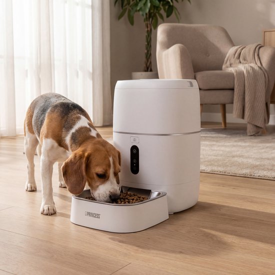 Princess Automatischer Fressnapf – Smart 6 Liter – Katze & Hund – App-Steuerung – Geplante Fütterung – Edelstahlschale – BPA-frei – Rutschfest – Pufferbatterie – Futterautomat – Futterspender – 610060