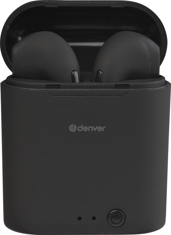Denver TWE-46 - Ohrhörer - Drahtlos - Drahtlose Ohrhörer - Bluetooth - mit Ladeetui - Freisprecheinrichtung - Sport - Headset - In-Ear - Bluetooth 5.0 - Schwarz