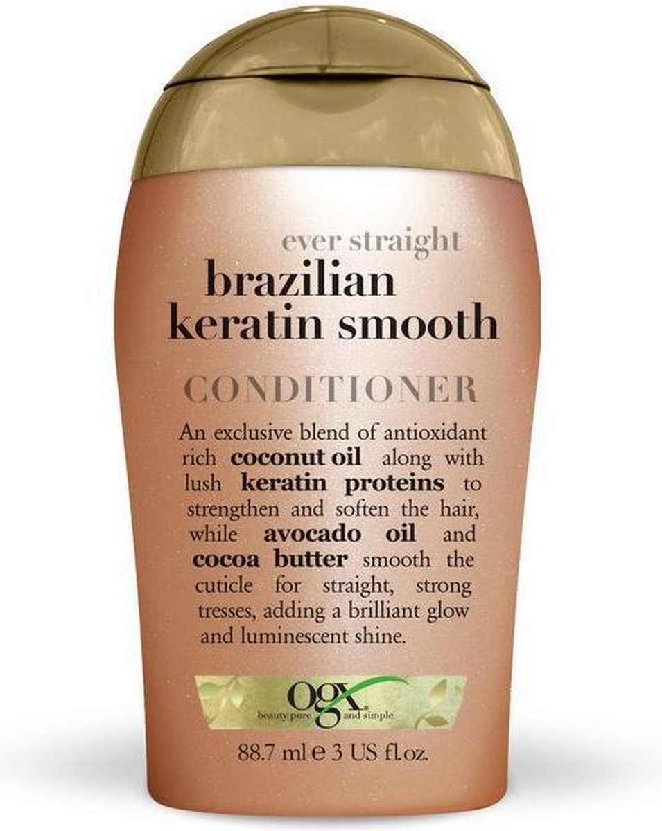 OGX Ever Straight Brazilian Keratin Therapy Conditioner – 88,7 ml – Reisegröße – Mit Keratin, Kokos- und Avocadoöl