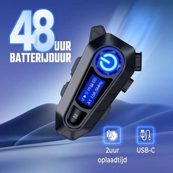 Tech Essentials - R500 - Motorradhelm-Headset - Mit Bluetooth 5.4 - Gegensprechanlage - Radio - Hartes Mikrofon