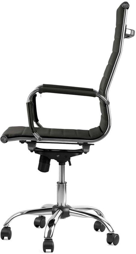 Feel Furniture – Luxuriöser Bürostuhl – Hohe Rückenlehne – Dunkelgrau mit silbernem Gestell