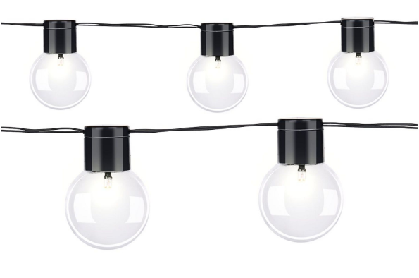 Grundig Solar-Lichterkette 4,85 m - Cool White - 10 LED-Lampen - Wetterfest