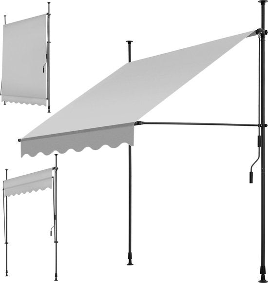 tectake Sunshade Adjustable - Sonnendach - 150 x 180 cm - Hellgrau