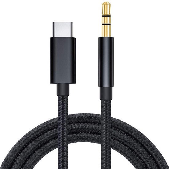 JUALL USB-C-zu-AUX-Kabel – USB-C auf 3,5-mm-Klinkenstecker – Audiokabel für das Auto – AUX auf USB-C – 1 Meter – schwarz geflochten