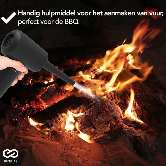 Infinity Goods 4-in-1 Luftgebläse - Druckluft - 53K RPM - Blasen und Saugen - Druckluft - Kabellos und wiederaufladbar - Schwarz